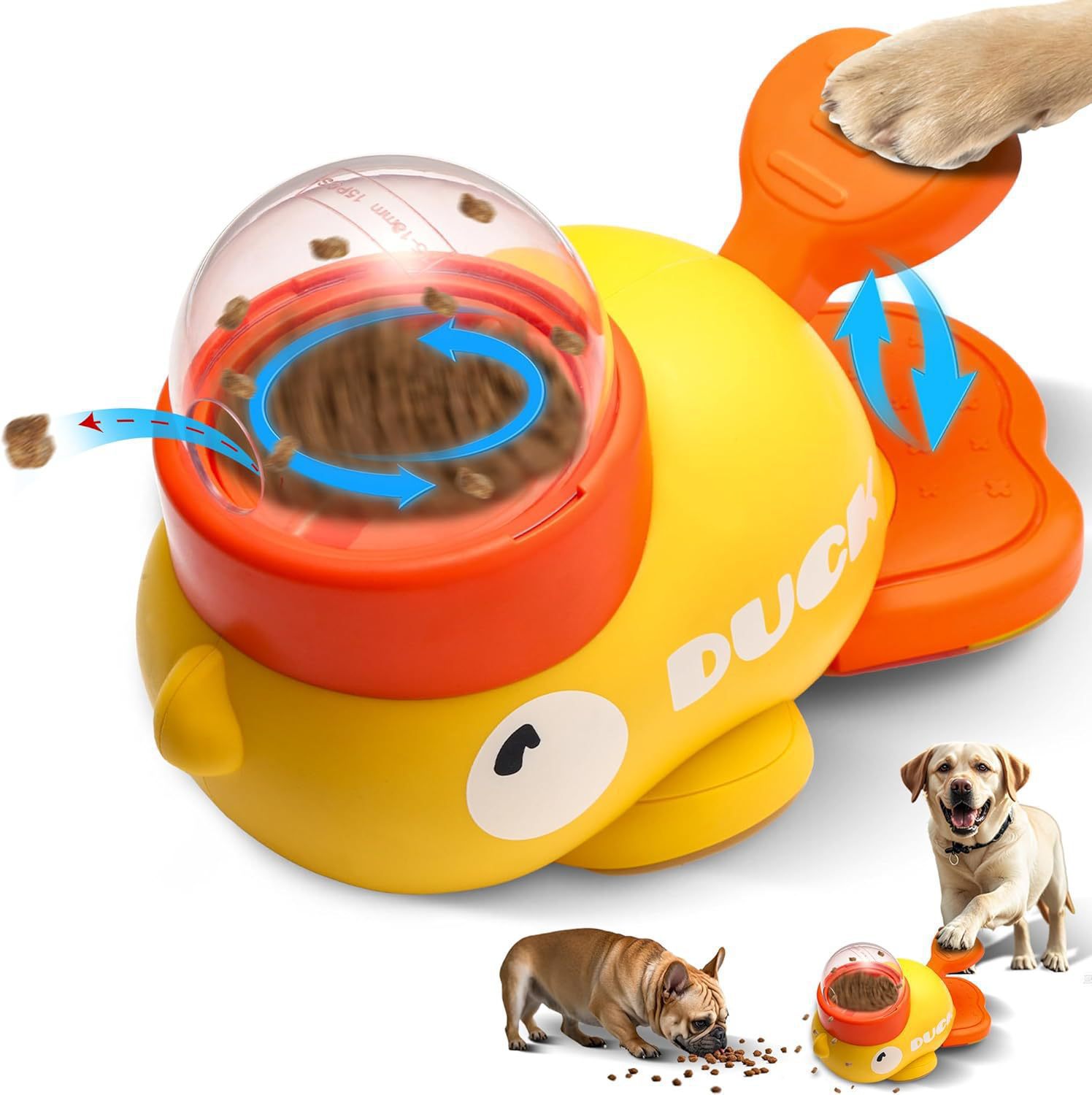 Yellow Interactive Duck-Shaped Automatic Pet Feeder – Smart Treat Dispenser