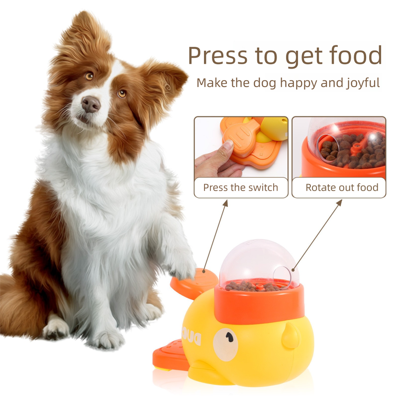 Yellow Interactive Duck-Shaped Automatic Pet Feeder – Smart Treat Dispenser view 4