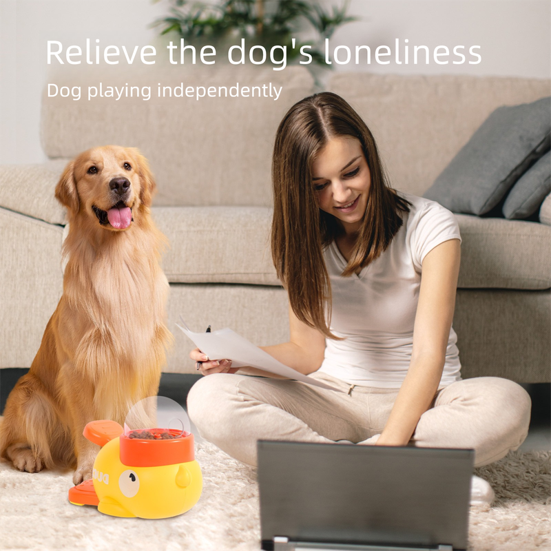 Yellow Interactive Duck-Shaped Automatic Pet Feeder – Smart Treat Dispenser view 5