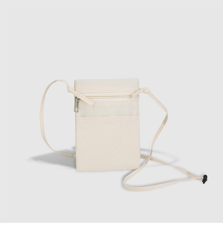 Beige Minimalist Lightweight Nylon Crossbody Phone Bag - Compact & Stylish for