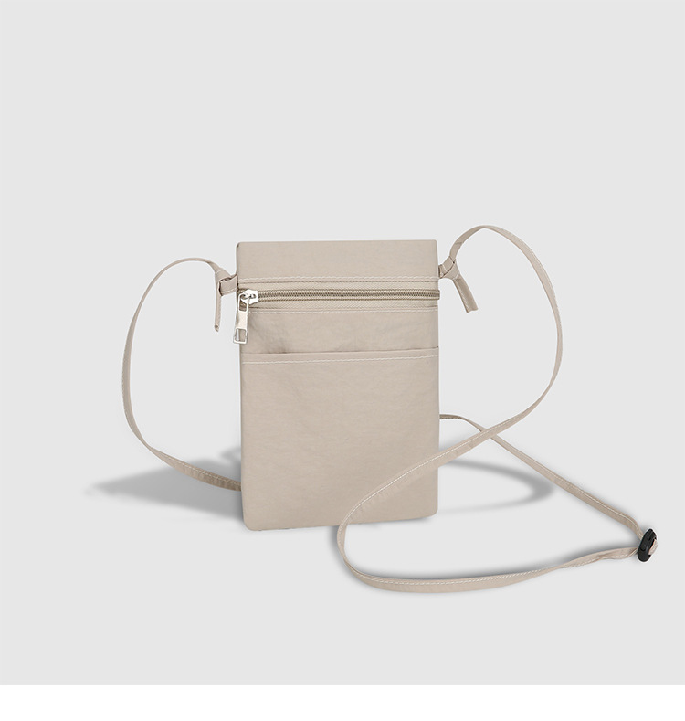 Dark Beige Minimalist Lightweight Nylon Crossbody Phone Bag - Compact &