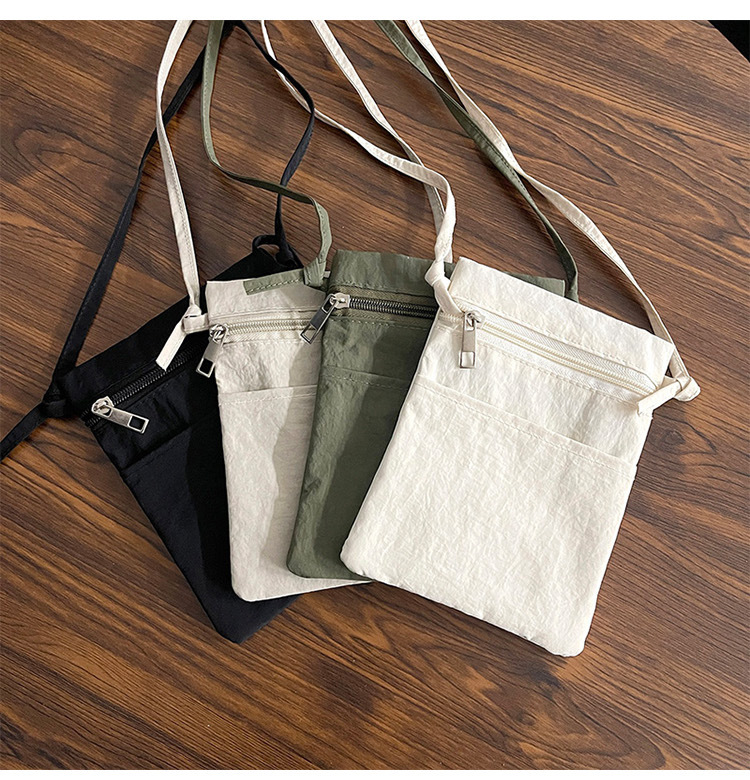 Dark Beige Minimalist Lightweight Nylon Crossbody Phone Bag - Compact & view 3