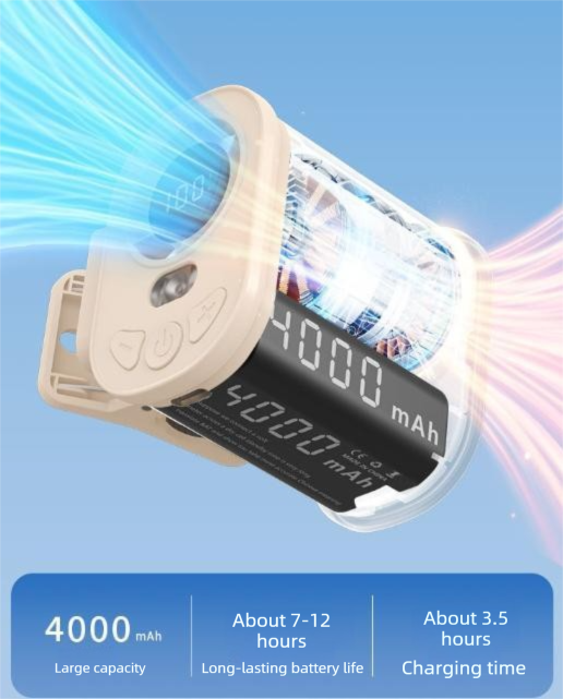 Beige High-Speed Mini Clip Fan with 360° Rotation – Portable view 5