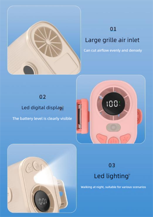 Blue High-Speed Mini Clip Fan with 360° Rotation – Portable view 6