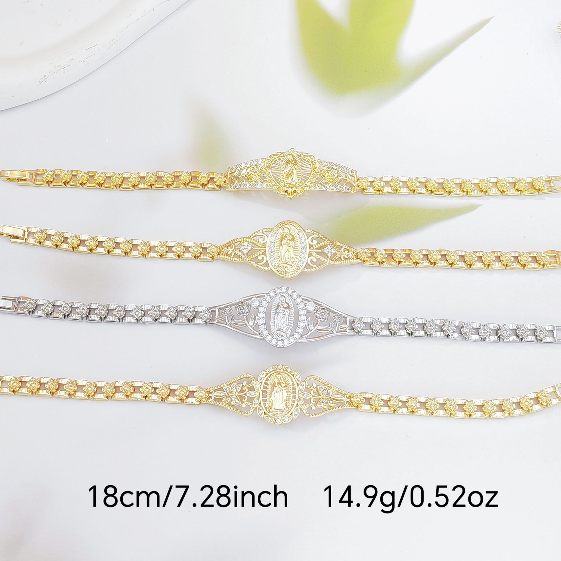 Elegant Hollow Floral Geometric Bracelet – Gold-Plated Copper Fashion Jewelry view 2
