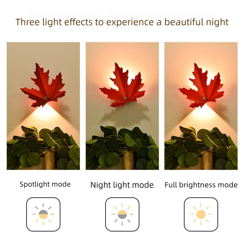 2 Pcs Maple Leaf Smart Motion-Sensing LED Night Light – Magnetic & Self-Adhesive view 5