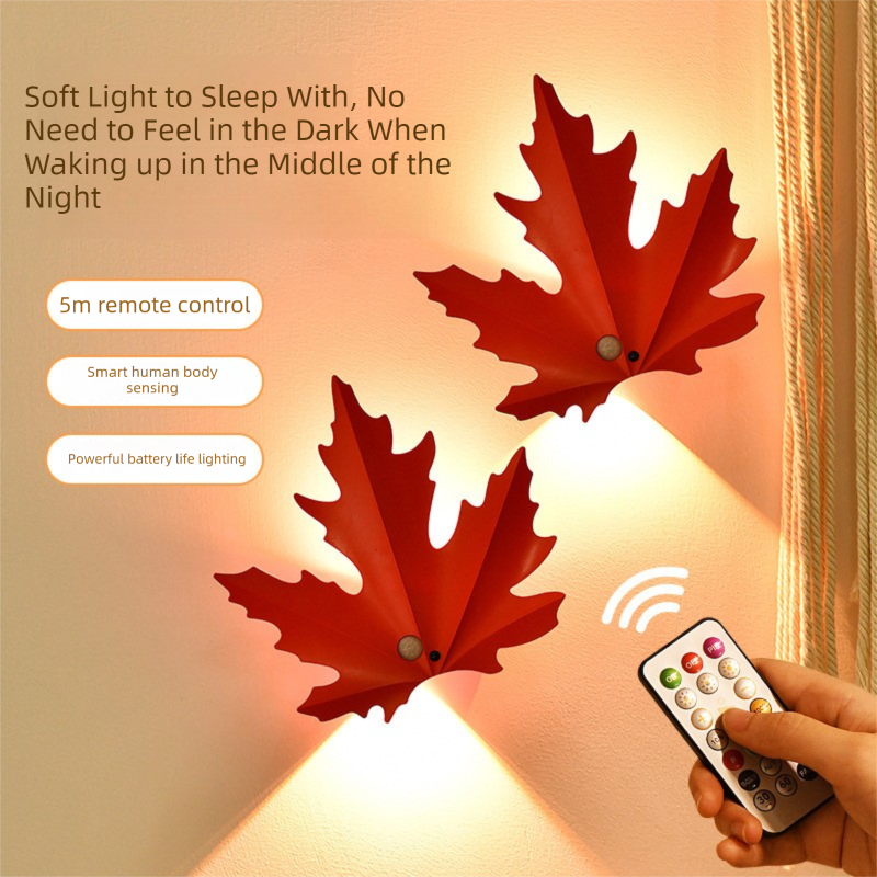 2 Pcs Maple Leaf Smart LED Night Light – Battery-Powered Motion Sensor with view 2