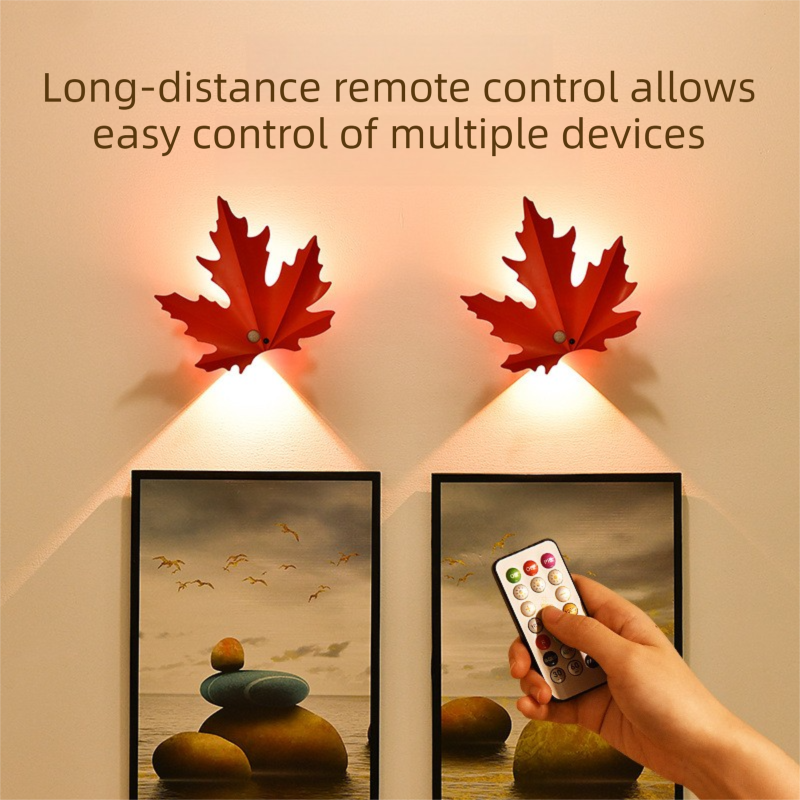 2 Pcs Maple Leaf Smart LED Night Light – Battery-Powered Motion Sensor with view 3