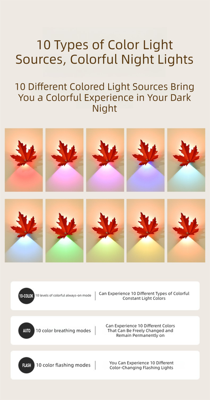 2 Pcs Maple Leaf Smart LED Night Light – Battery-Powered Motion Sensor with view 6