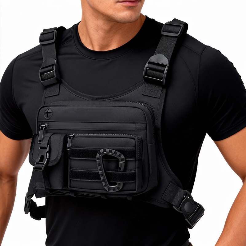 Black Outdoor Tactical Chest Pack – Lightweight Running & Hiking Vest for Men view 2