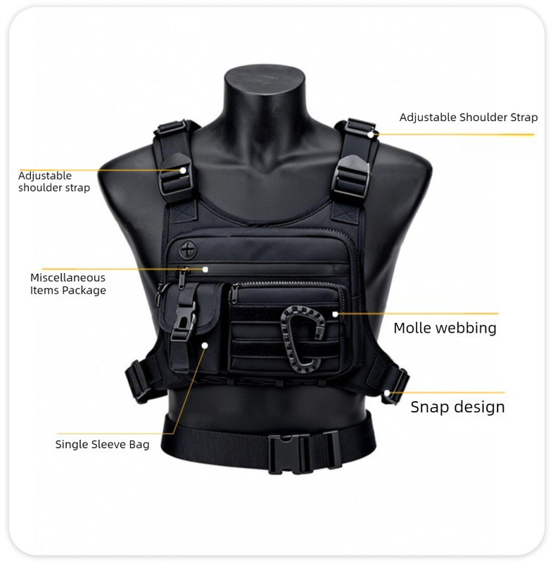 Black Outdoor Tactical Chest Pack – Lightweight Running & Hiking Vest for Men view 7