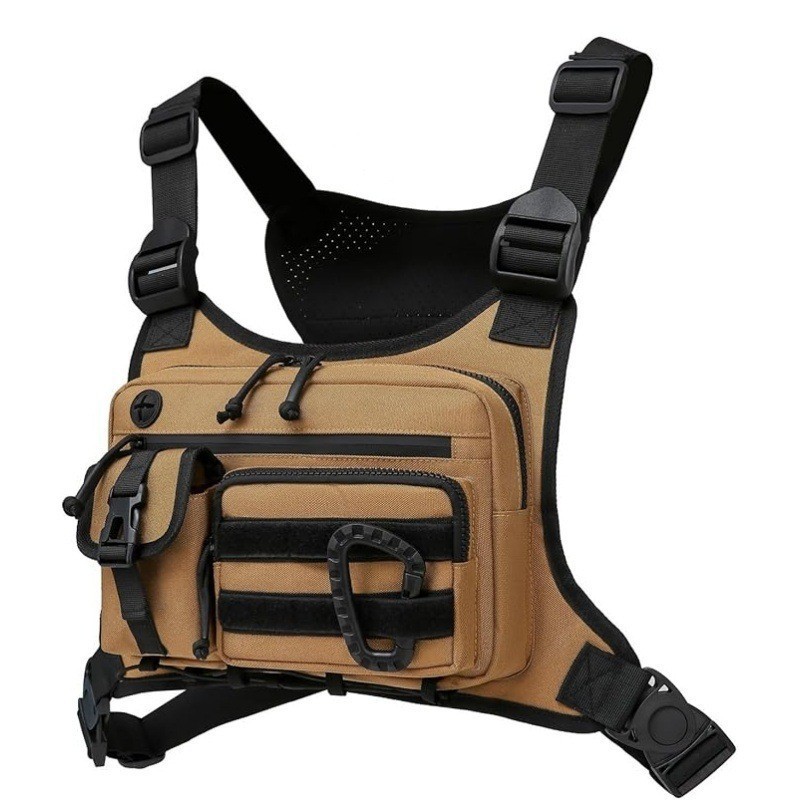Brown Outdoor Tactical Chest Pack – Lightweight Running & Hiking Vest for Men