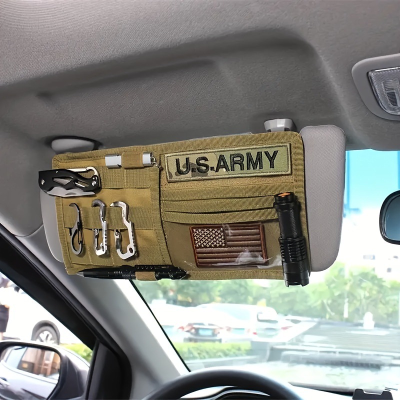 2 Pcs Green Car Sun Visor Organizer – Multi-Purpose Tactical Storage Bag for Tools view 3