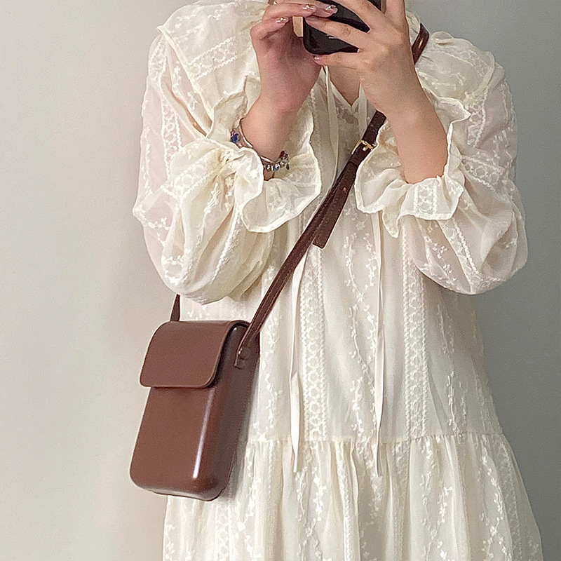 Brown Stylish Women's Crossbody Phone Bag – Compact Vertical PU Leather Mini view 2