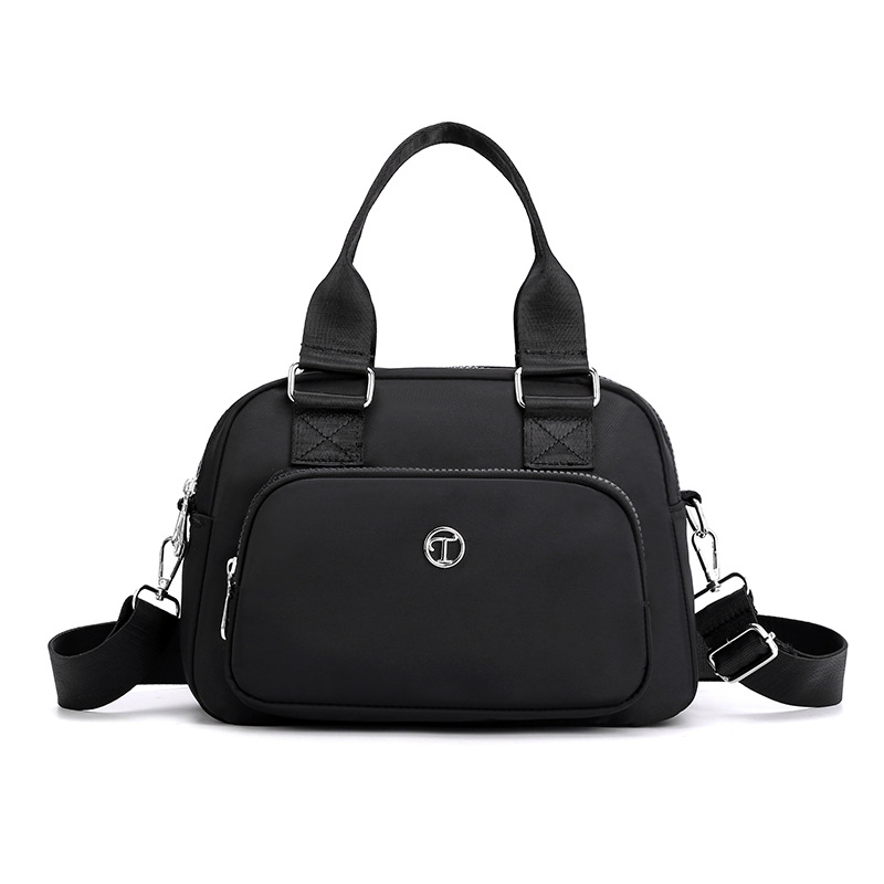 Black Large Capacity Single Shoulder Bag – Waterproof Nylon Tote with