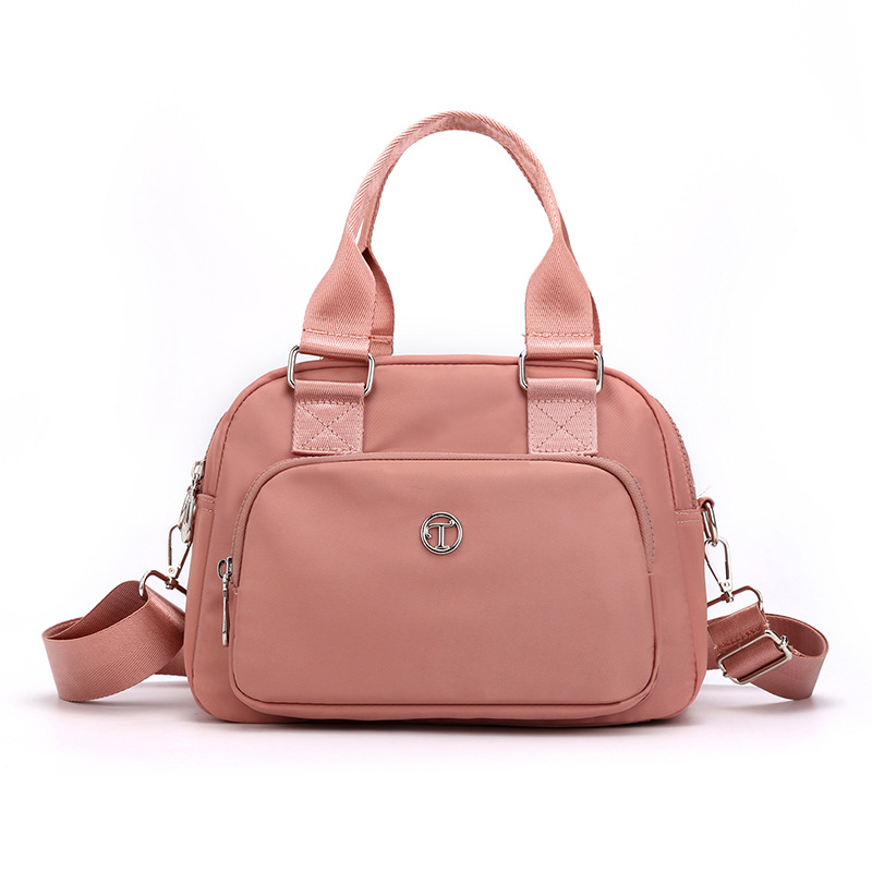 Pink Large Capacity Single Shoulder Bag – Waterproof Nylon Tote with