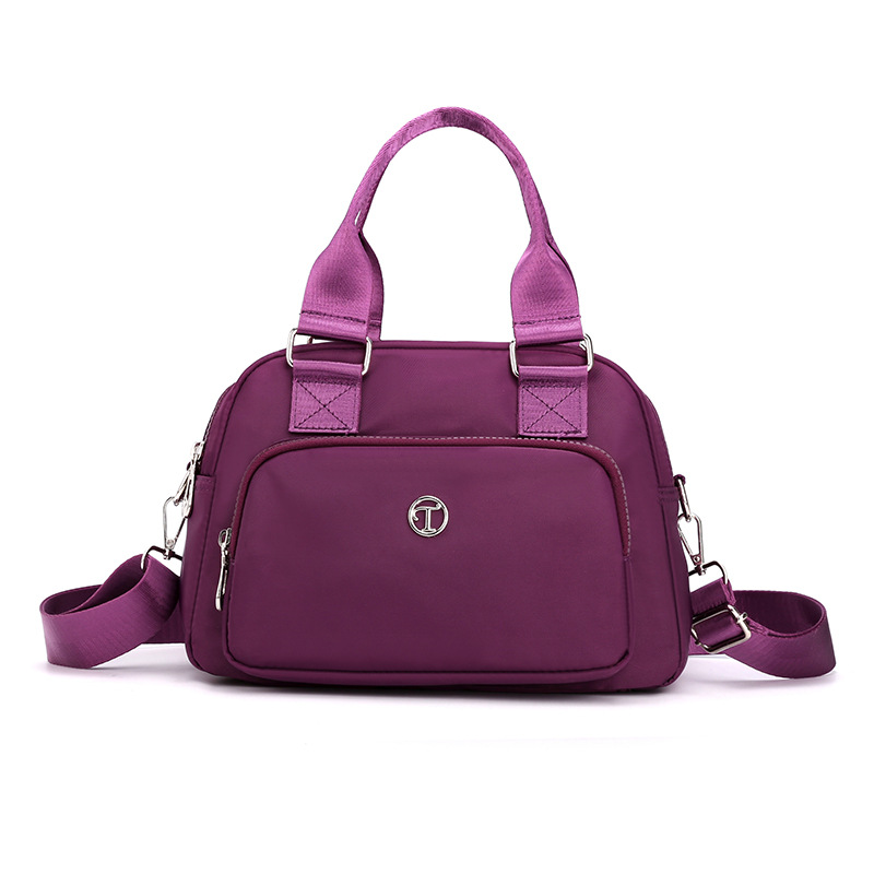 Purple Large Capacity Single Shoulder Bag – Waterproof Nylon Tote with