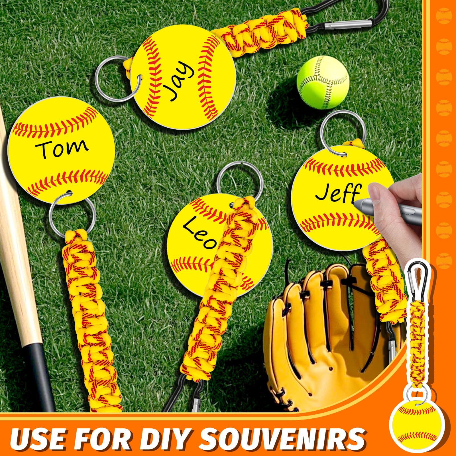 White DIY Baseball Keychain – Acrylic Ball Pendant with Nylon Rope, 2-Pack view 4