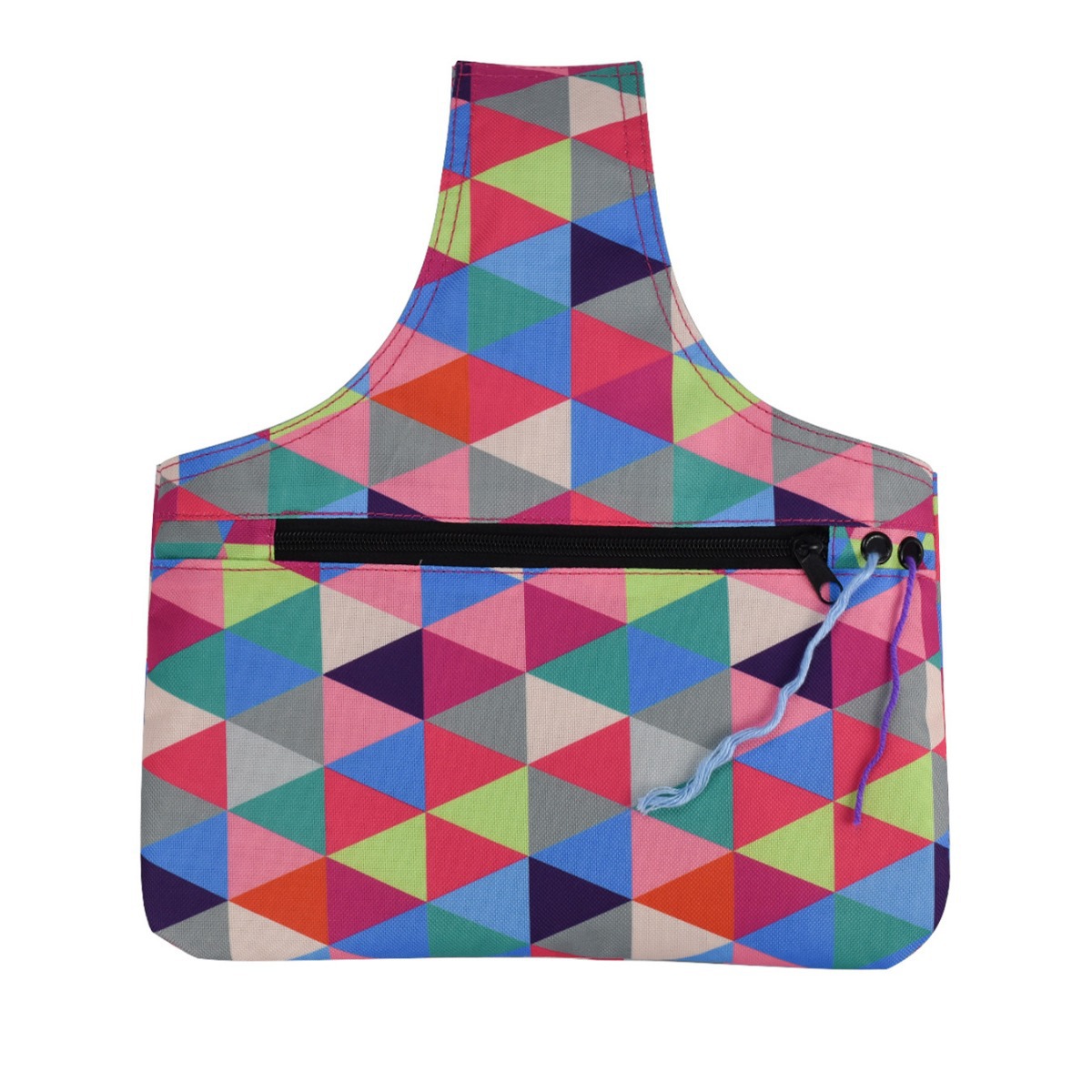 Colourful Knitting Storage Tote Bag – Colorful Geometric Triangles Craft