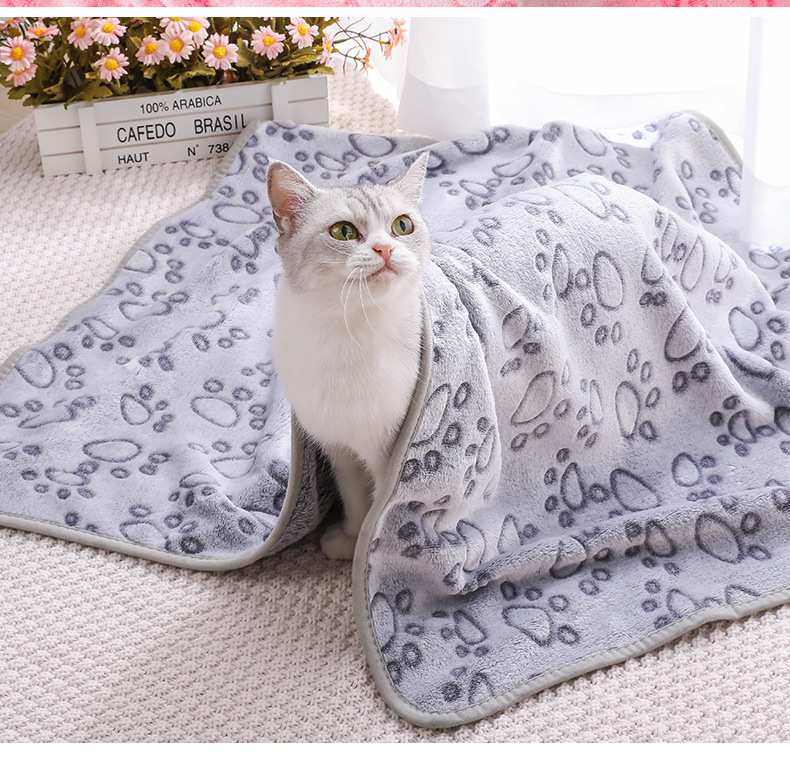 Beige Pet Blanket Set – Plush Paw Print Design, 3-Piece Pack (S/M/L Sizes) view 2