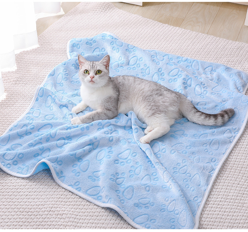 Beige Pet Blanket Set – Plush Paw Print Design, 3-Piece Pack (S/M/L Sizes) view 3