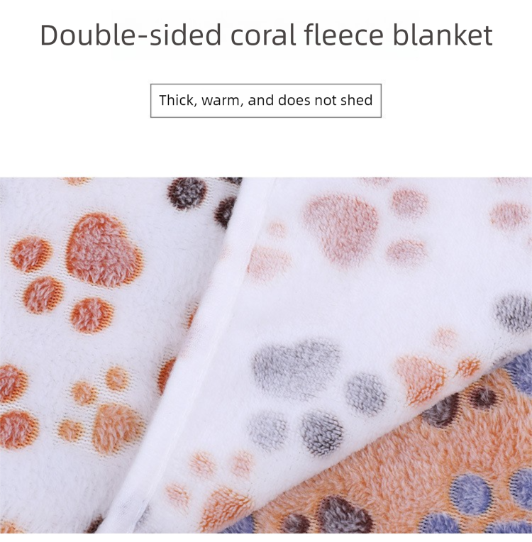 Beige Pet Blanket Set – Plush Paw Print Design, 3-Piece Pack (S/M/L Sizes) view 5