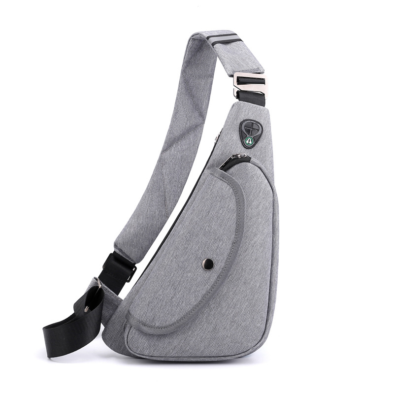 Grey Men's Nylon Fabric Chest Bag – Lightweight