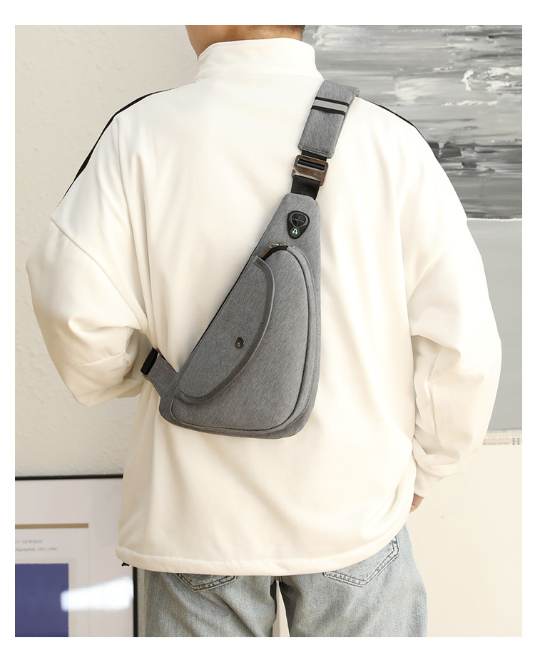 Grey Men's Nylon Fabric Chest Bag – Lightweight view 6