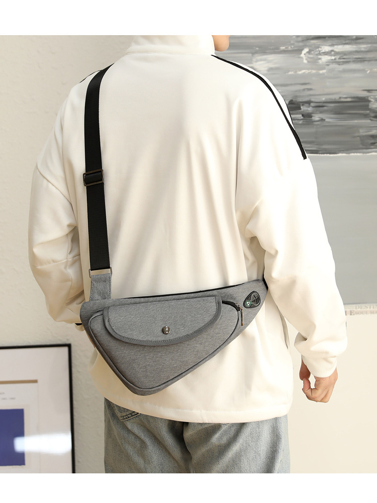 Grey Men's Nylon Fabric Chest Bag – Lightweight view 7
