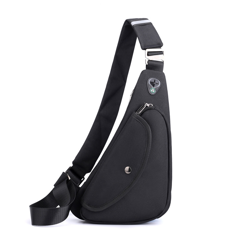 Black Men's Nylon Fabric Chest Bag – Lightweight