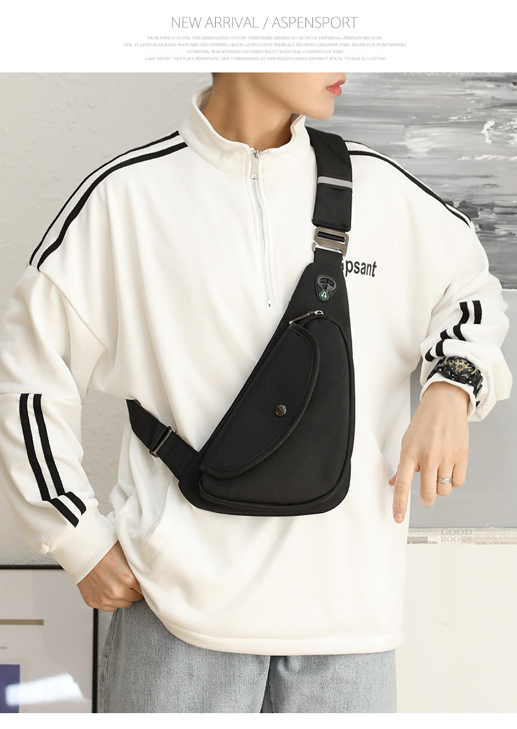 Black Men's Nylon Fabric Chest Bag – Lightweight view 6