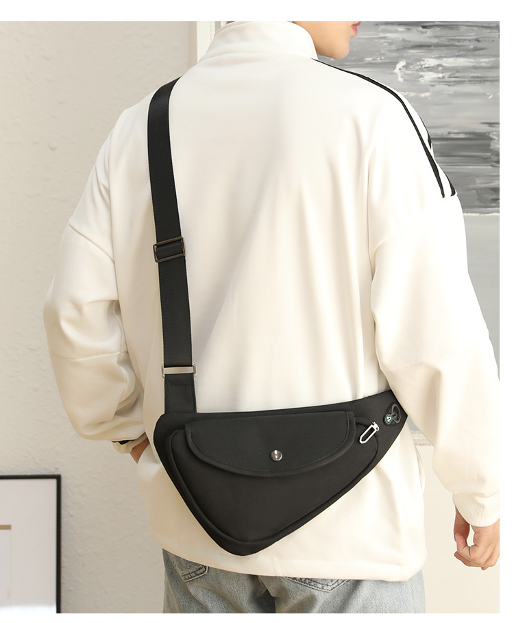 Black Men's Nylon Fabric Chest Bag – Lightweight view 7