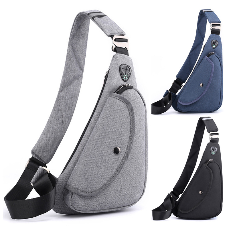 Dark Blue Men's Nylon Fabric Chest Bag – Lightweight view 2