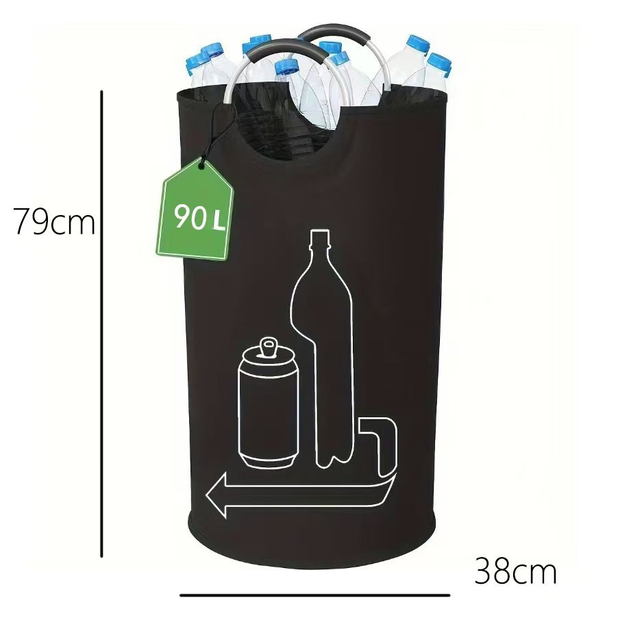 Black Portable Oxford Fabric Collapsible Laundry Basket – Waterproof view 2