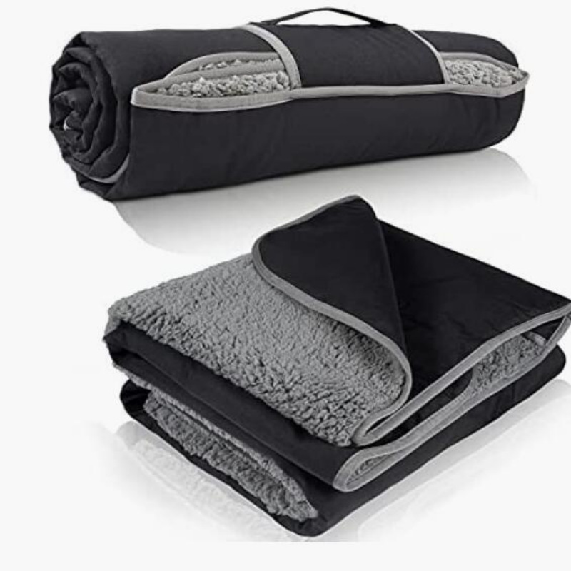 Black and Grey 3-Layer Waterproof Outdoor Blanket – Portable