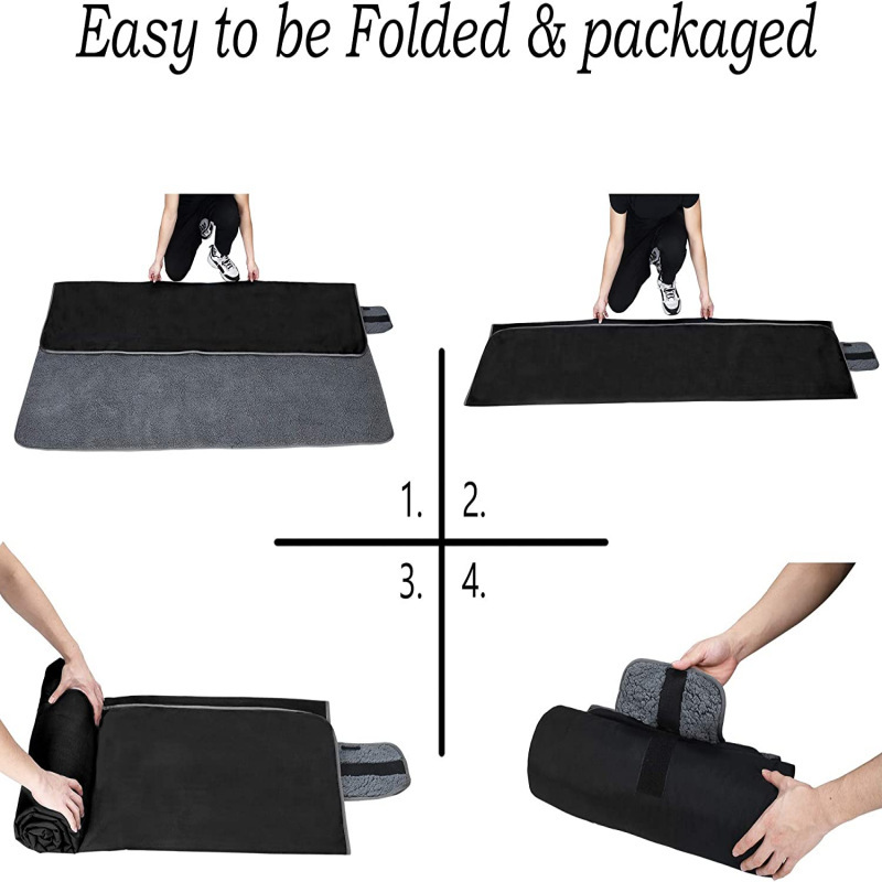 Black and Grey 3-Layer Waterproof Outdoor Blanket – Portable view 3