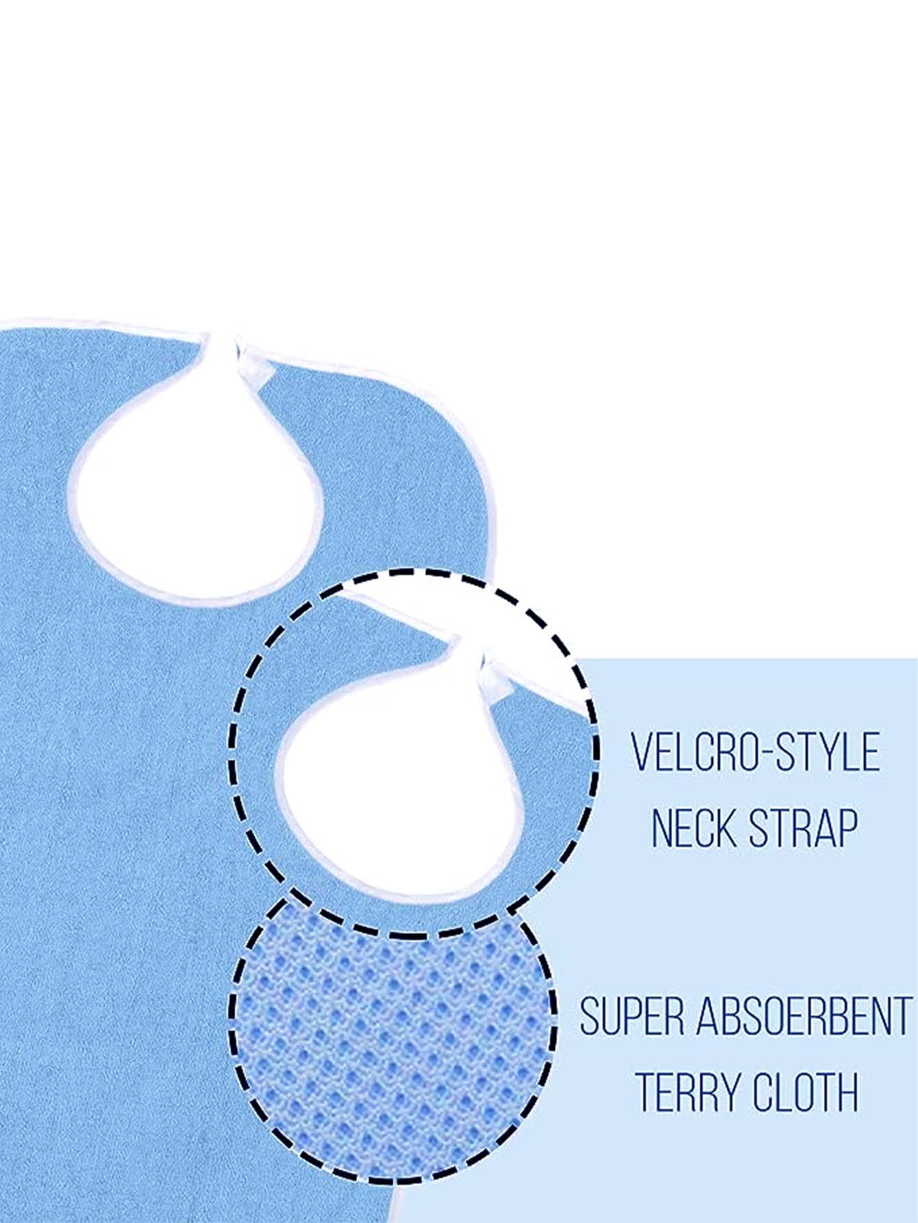 Blue Anti-Stain Feeding Apron with Pocket – Adjustable Care Bib for Elderly & view 3