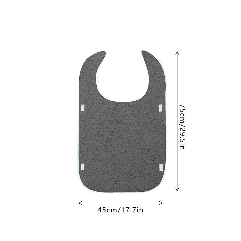 Grey Anti-Stain Feeding Apron with Pocket – Adjustable Care Bib for Elderly &