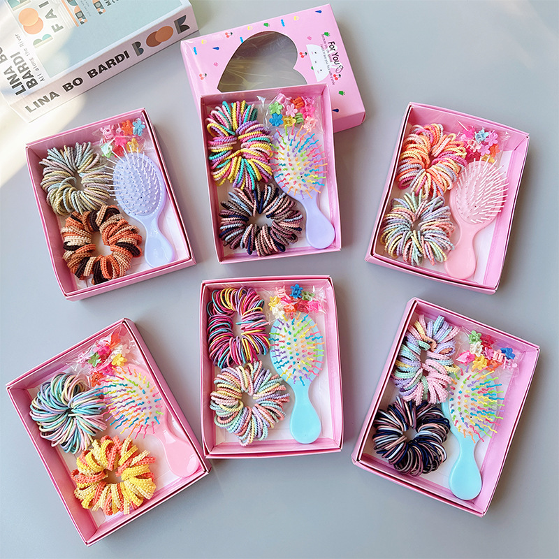 Style 4 Boxed Hair Tie Set with Pink Rubber Bands view 2