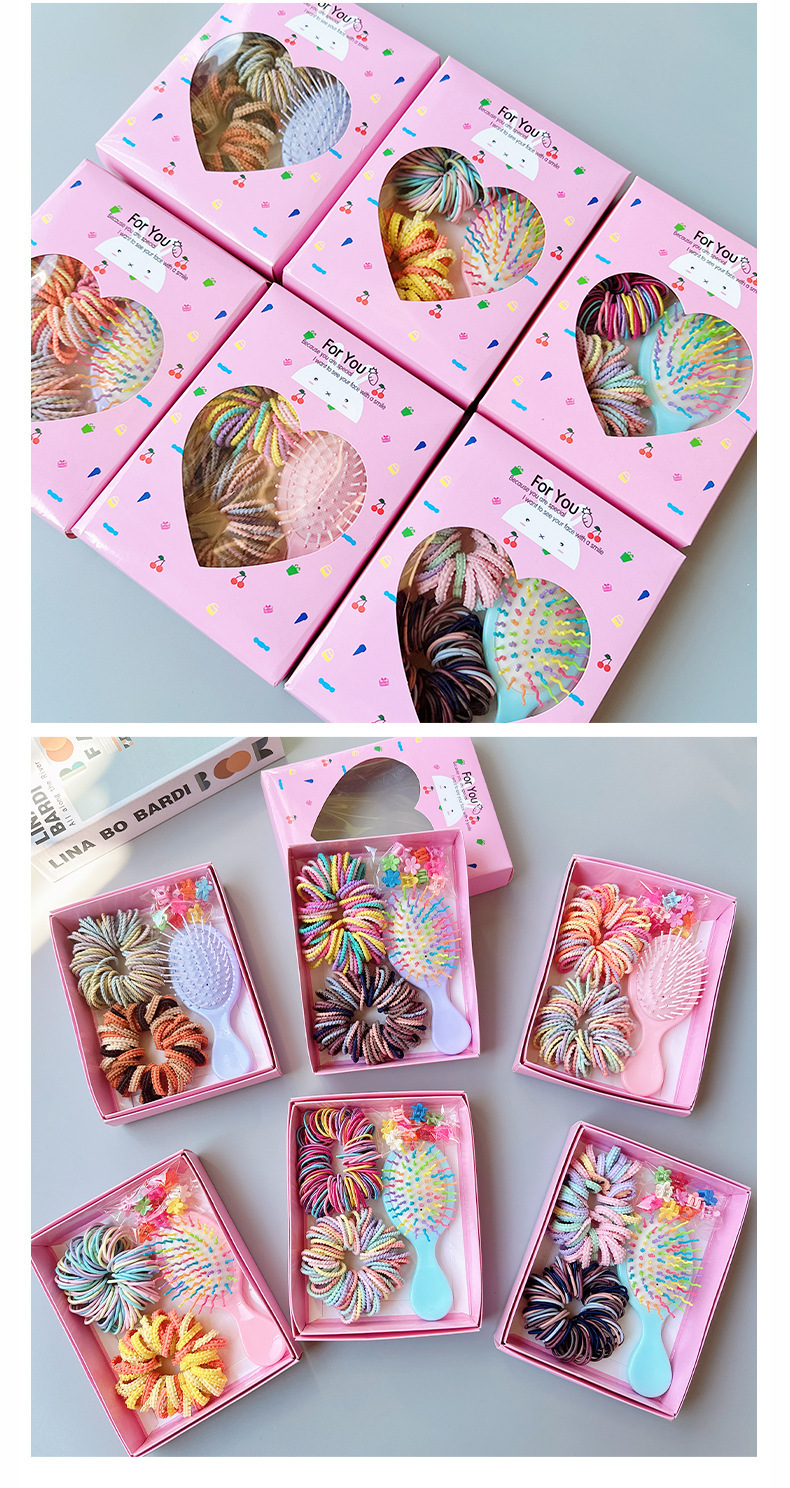 Style 5 Boxed Hair Tie Set with Pink Rubber Bands view 4
