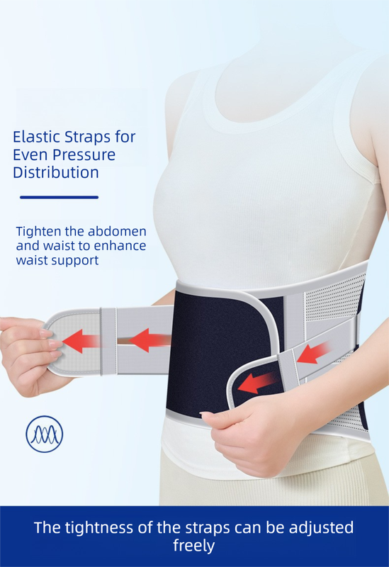 Size M Grey Wide Breathable Lumbar Support Belt – Adjustable Back Brace for