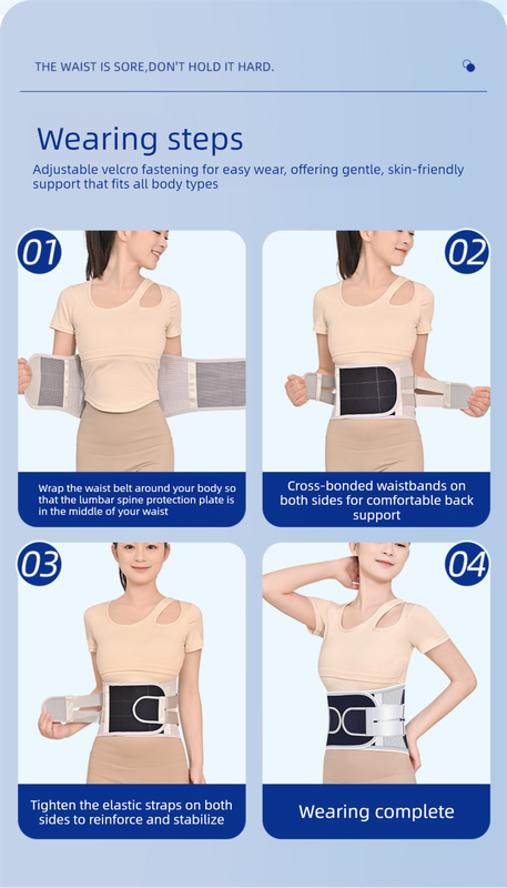Size L Grey Wide Breathable Lumbar Support Belt – Adjustable Back Brace for view 2