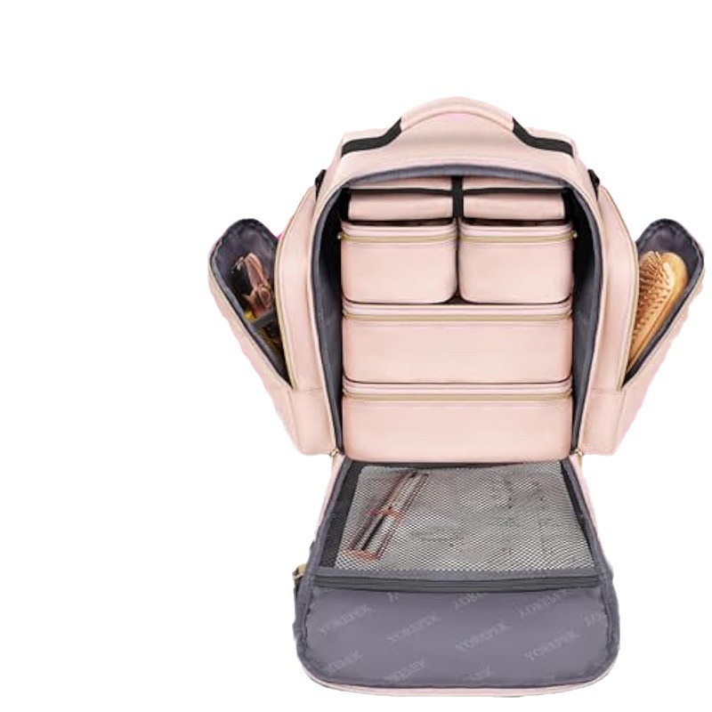 Large Capacity Travel Makeup Backpack with 5 Removable Organizer Cases & view 5
