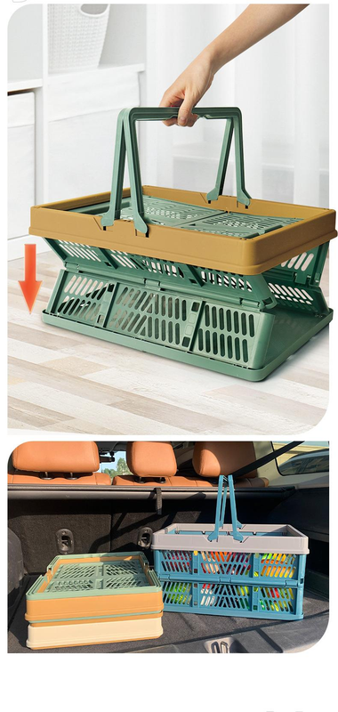 Large Collapsible Storage Basket with Handles - Portable Folding Crate for view 6