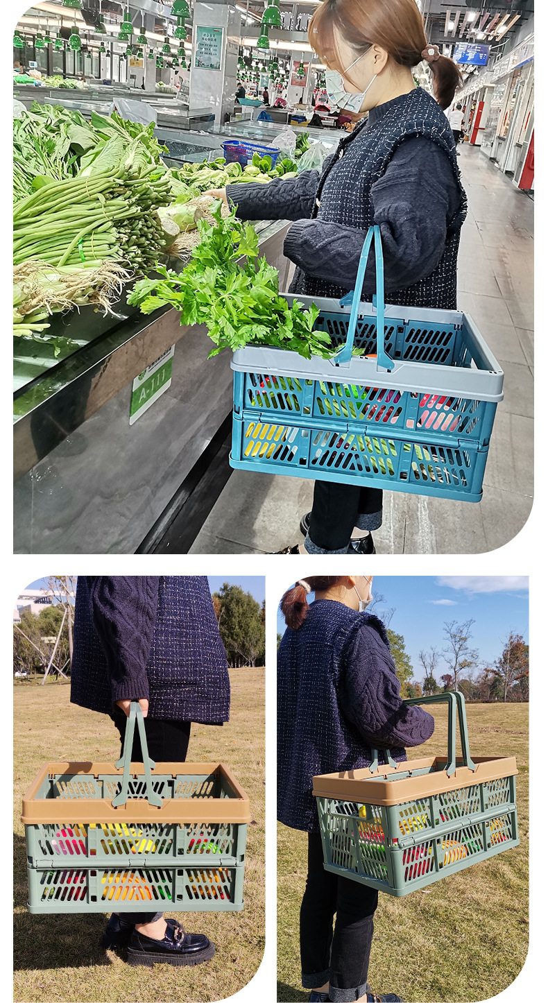 Large Collapsible Storage Basket with Handles - Portable Folding Crate for view 7
