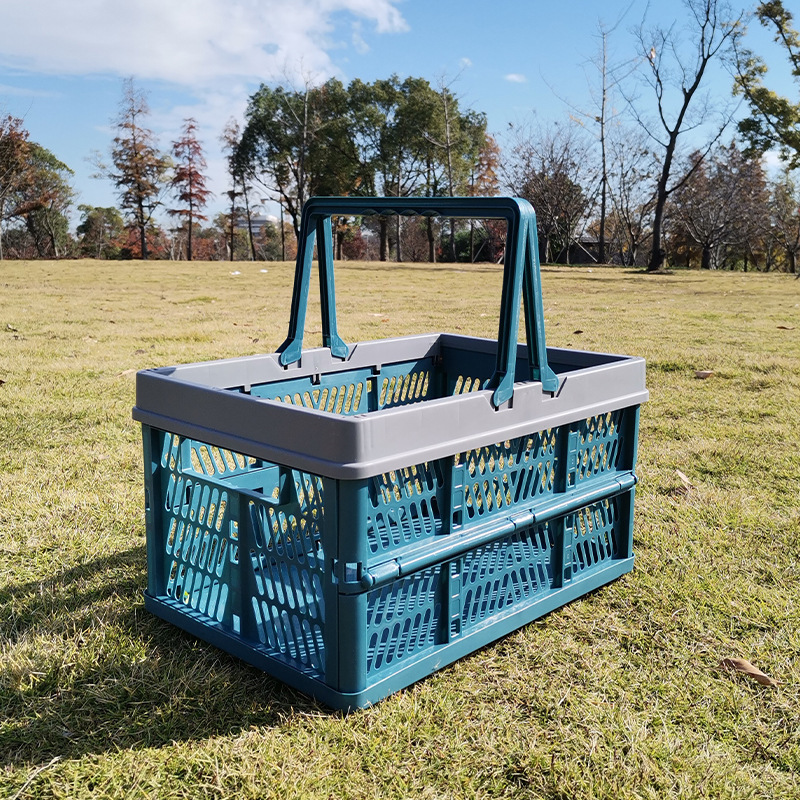 Large Collapsible Storage Basket with Handles - Portable Folding Crate for — image 1