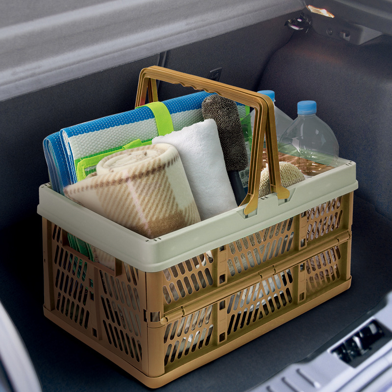 Large Collapsible Storage Basket with Handles - Portable Folding Crate for view 3