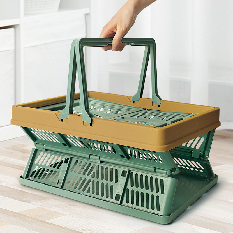 Large Collapsible Storage Basket with Handles - Portable Folding Crate for view 2