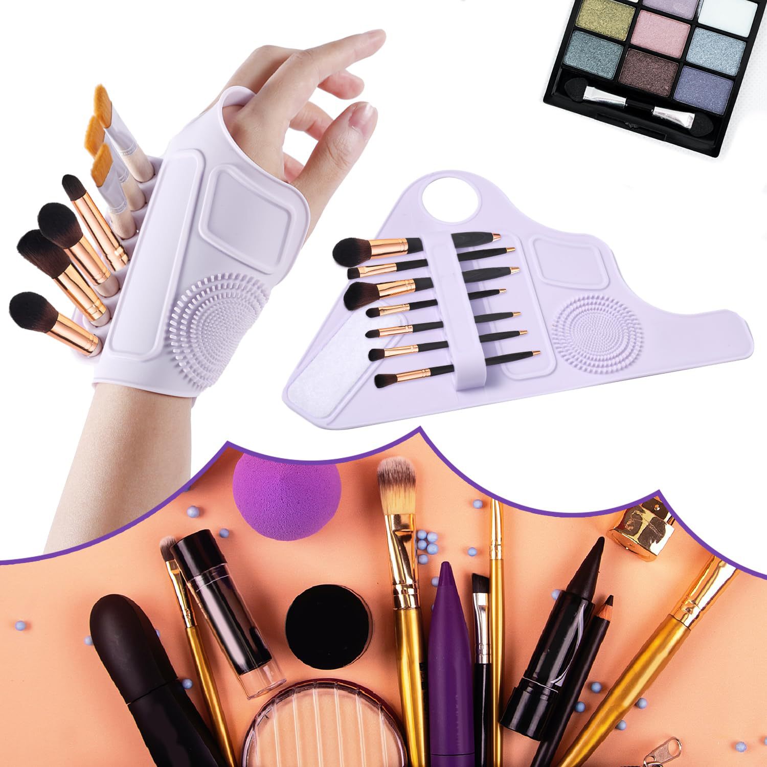 2pc Multi-Functional Silicone Makeup Artist Wristband - Wearable Palette view 8
