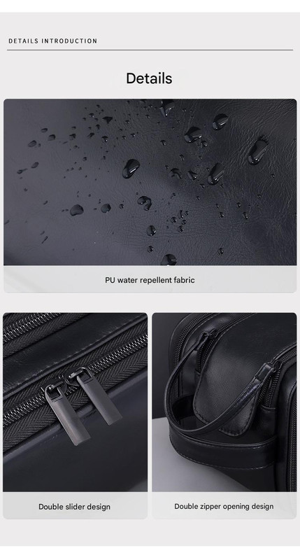 Large Capacity PU Leather Toiletry Bag - Multi-Compartment Dopp Kit & Cosmetic view 7